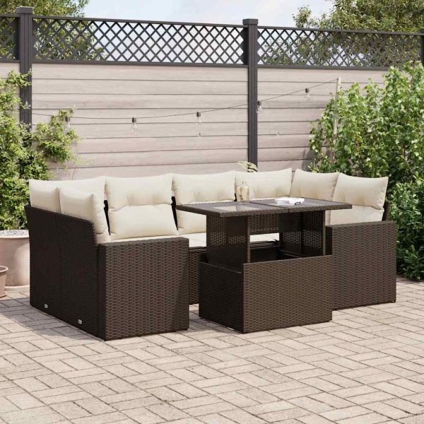 7-Delige Loungeset Met Kussens Poly Rattan - Afbeelding 13