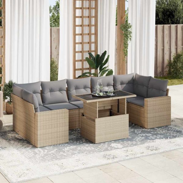 8-Delige Loungeset Met Kussens Poly Rattan - Afbeelding 15