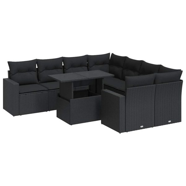 9-Delige Loungeset Met Kussens Poly Rattan - Afbeelding 2