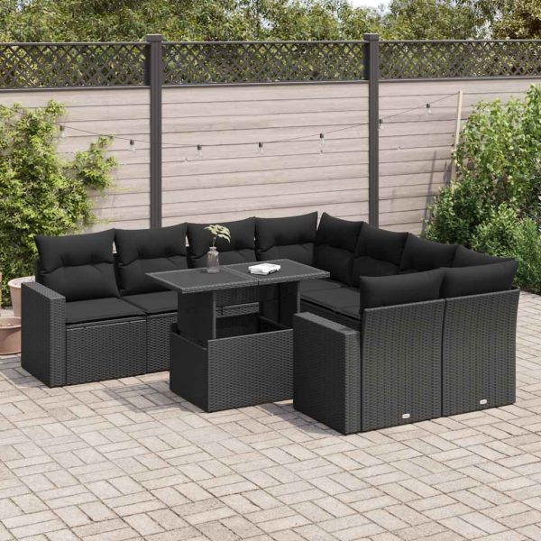 9-Delige Loungeset Met Kussens Poly Rattan