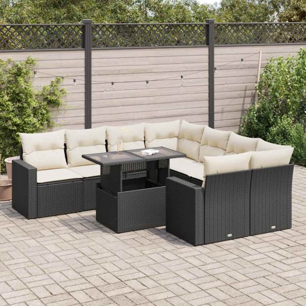 9-Delige Loungeset Met Kussens Poly Rattan - Afbeelding 17