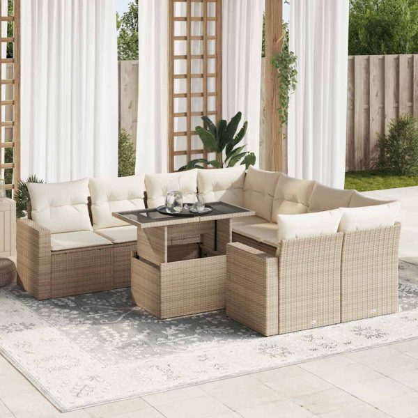 9-Delige Loungeset Met Kussens Poly Rattan - Afbeelding 15