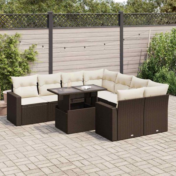 9-Delige Loungeset Met Kussens Poly Rattan - Afbeelding 18