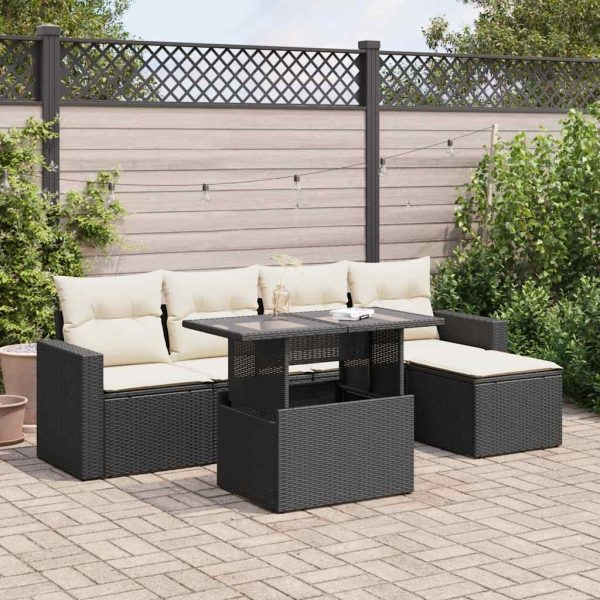 6-Delige Loungeset Met Kussens Poly Rattan - Afbeelding 16