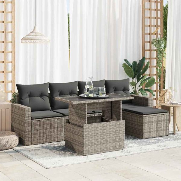 6-Delige Loungeset Met Kussens Poly Rattan - Afbeelding 18