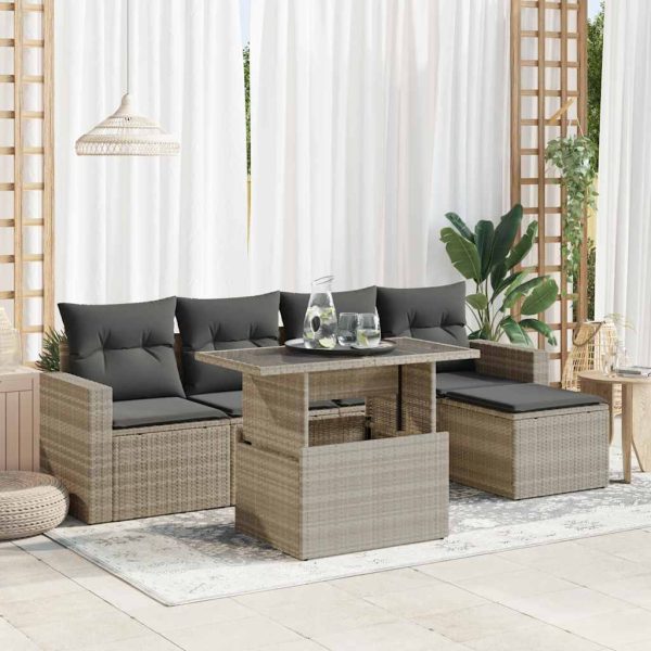 6-Delige Loungeset Met Kussens Poly Rattan - Afbeelding 15