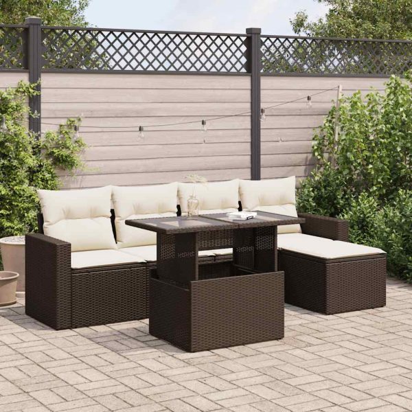 6-Delige Loungeset Met Kussens Poly Rattan - Afbeelding 14