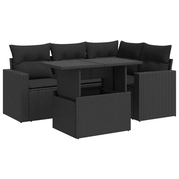 5-Delige Loungeset Met Kussens Poly Rattan - Afbeelding 2