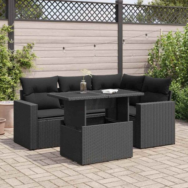 5-Delige Loungeset Met Kussens Poly Rattan