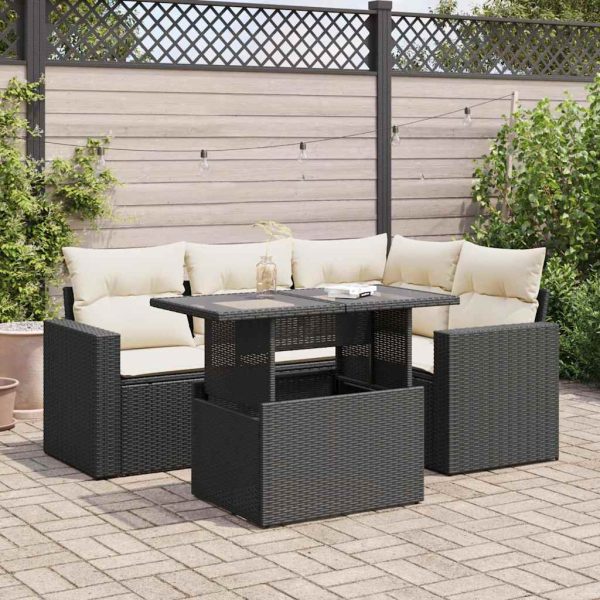 5-Delige Loungeset Met Kussens Poly Rattan - Afbeelding 15