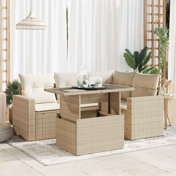 5-Delige Loungeset Met Kussens Poly Rattan - Afbeelding 18