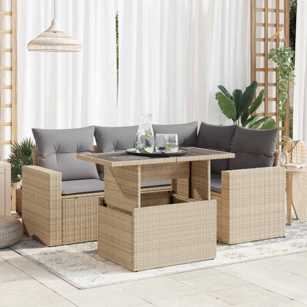 5-Delige Loungeset Met Kussens Poly Rattan - Afbeelding 17