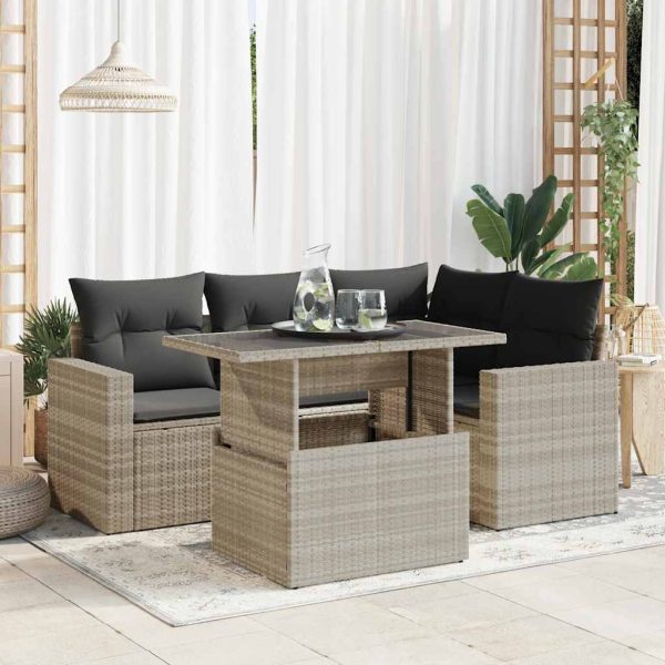 5-Delige Loungeset Met Kussens Poly Rattan - Afbeelding 13