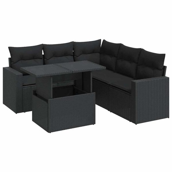 6-Delige Loungeset Met Kussens Poly Rattan - Afbeelding 2