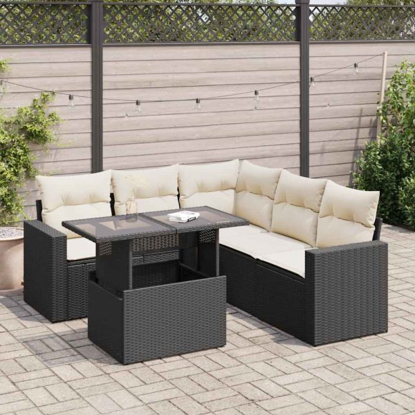 6-Delige Loungeset Met Kussens Poly Rattan - Afbeelding 17