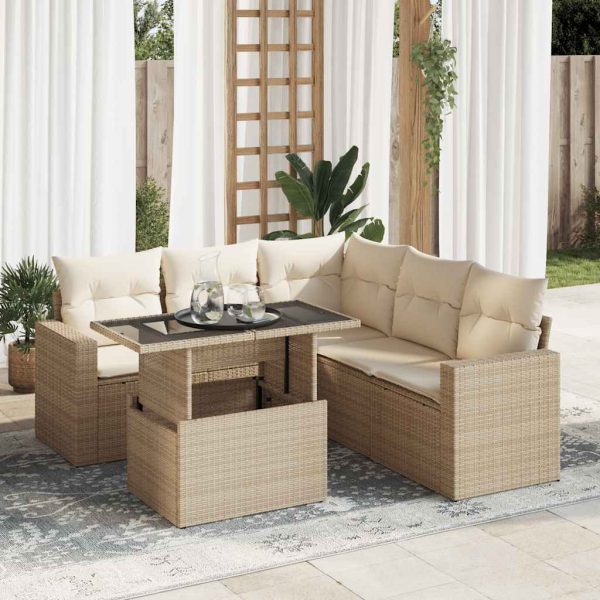 6-Delige Loungeset Met Kussens Poly Rattan - Afbeelding 18