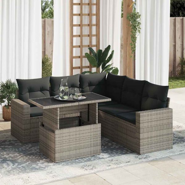 6-Delige Loungeset Met Kussens Poly Rattan - Afbeelding 16