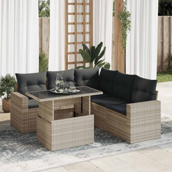 6-Delige Loungeset Met Kussens Poly Rattan - Afbeelding 15