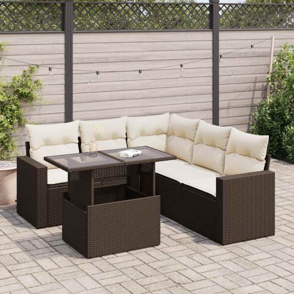 6-Delige Loungeset Met Kussens Poly Rattan - Afbeelding 14