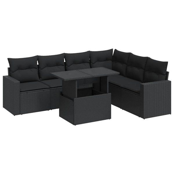 7-Delige Loungeset Met Kussens Poly Rattan - Afbeelding 2