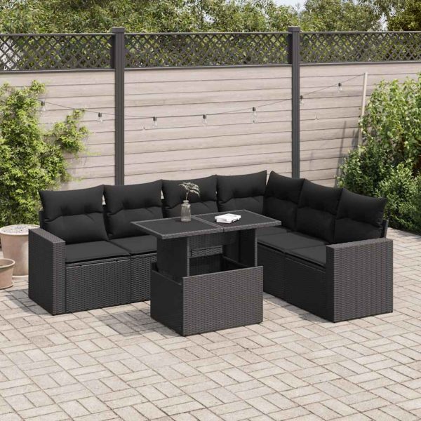 7-Delige Loungeset Met Kussens Poly Rattan