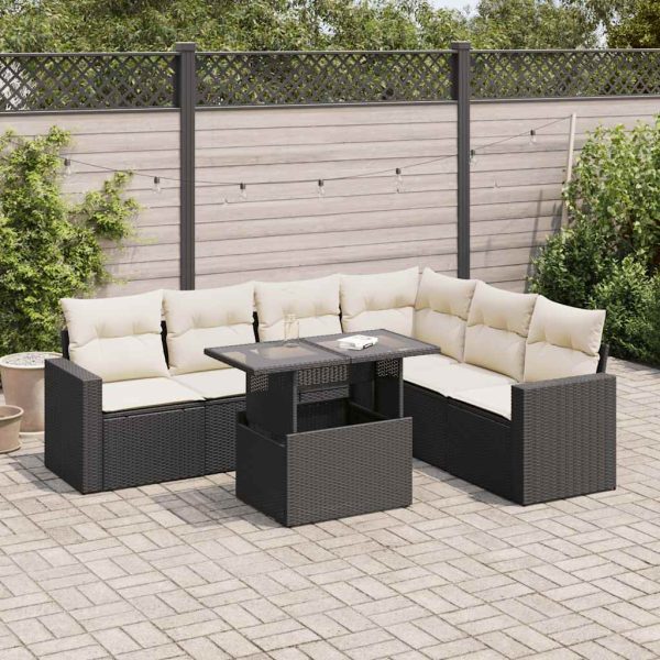 7-Delige Loungeset Met Kussens Poly Rattan - Afbeelding 17