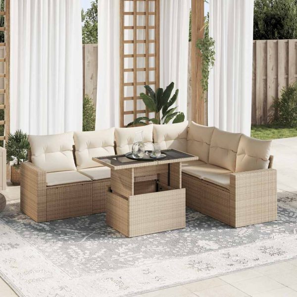 7-Delige Loungeset Met Kussens Poly Rattan - Afbeelding 15