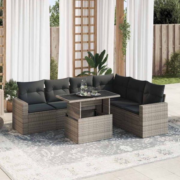 7-Delige Loungeset Met Kussens Poly Rattan - Afbeelding 16