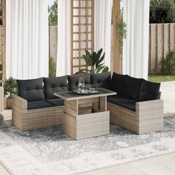 7-Delige Loungeset Met Kussens Poly Rattan - Afbeelding 13