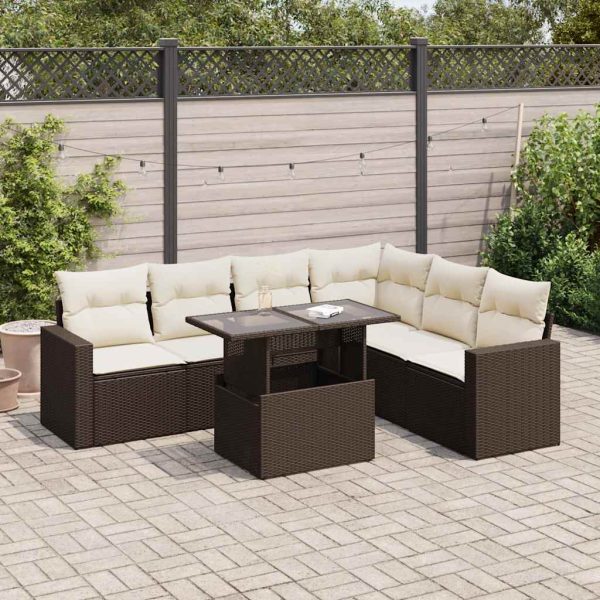 7-Delige Loungeset Met Kussens Poly Rattan - Afbeelding 14