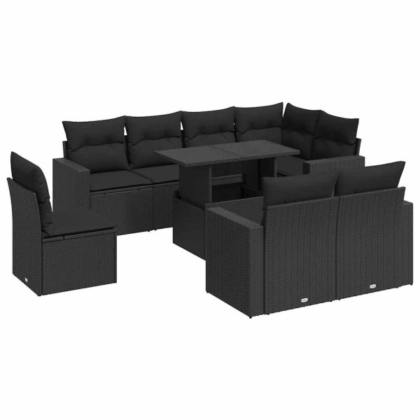 9-Delige Loungeset Met Kussens Poly Rattan - Afbeelding 2