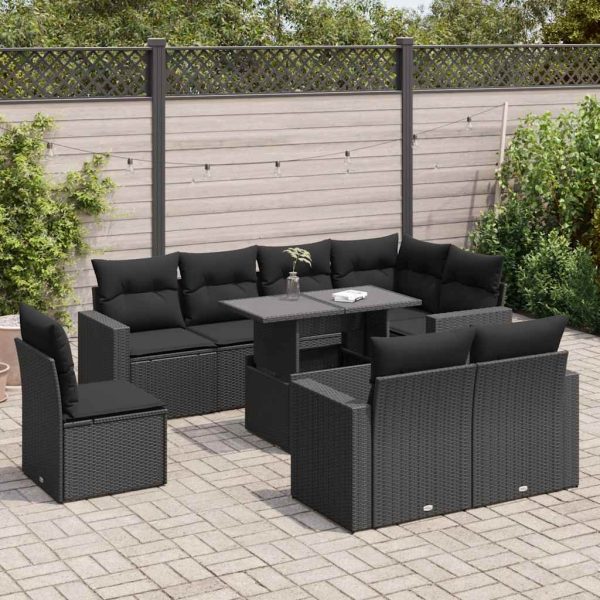 9-Delige Loungeset Met Kussens Poly Rattan