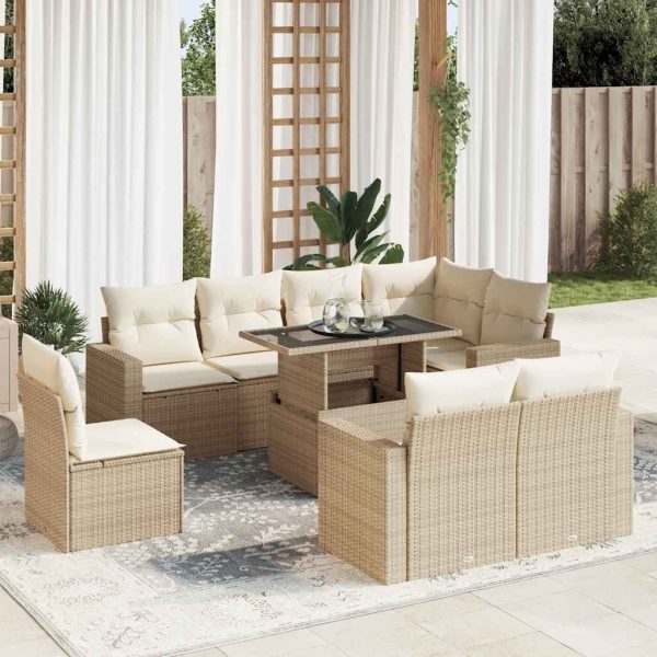 9-Delige Loungeset Met Kussens Poly Rattan - Afbeelding 15