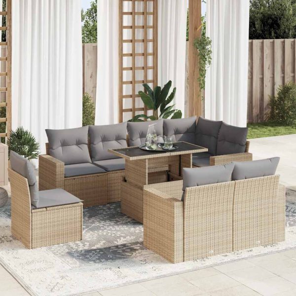 9-Delige Loungeset Met Kussens Poly Rattan - Afbeelding 18