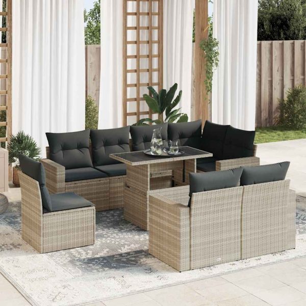 9-Delige Loungeset Met Kussens Poly Rattan - Afbeelding 17