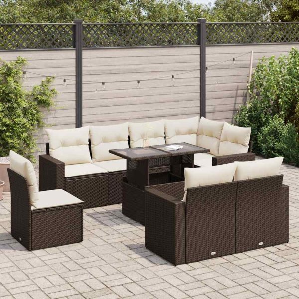 9-Delige Loungeset Met Kussens Poly Rattan - Afbeelding 14