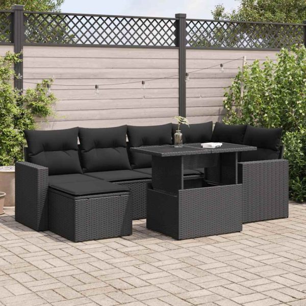 7-Delige Loungeset Met Kussens Poly Rattan