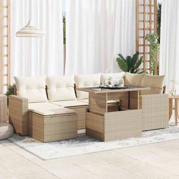 7-Delige Loungeset Met Kussens Poly Rattan - Afbeelding 18