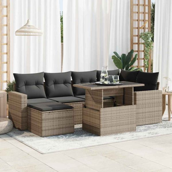 7-Delige Loungeset Met Kussens Poly Rattan - Afbeelding 13