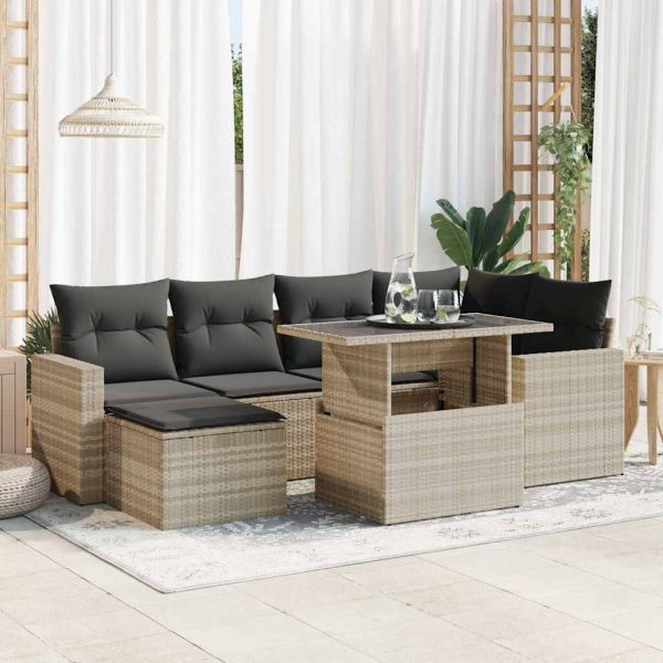 7-Delige Loungeset Met Kussens Poly Rattan - Afbeelding 15