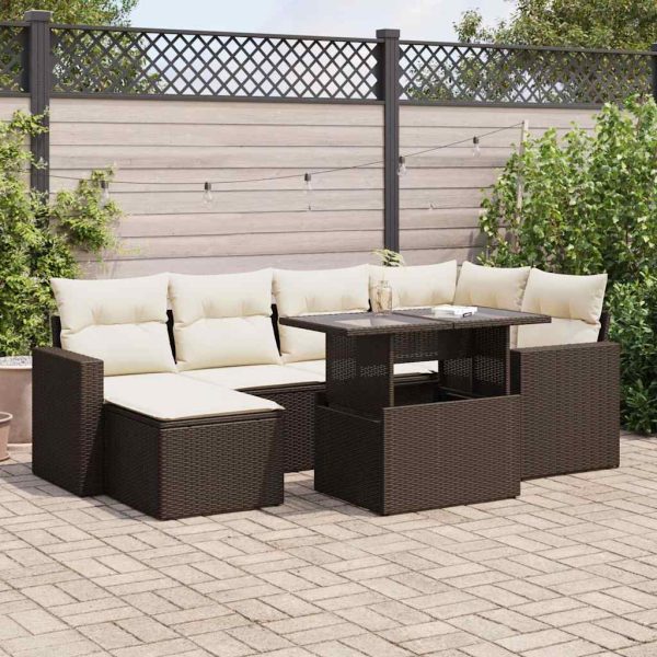 7-Delige Loungeset Met Kussens Poly Rattan - Afbeelding 16