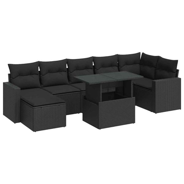 8-Delige Loungeset Met Kussens Poly Rattan - Afbeelding 2