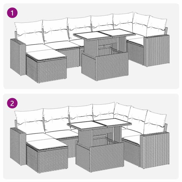 8-Delige Loungeset Met Kussens Poly Rattan - Afbeelding 12