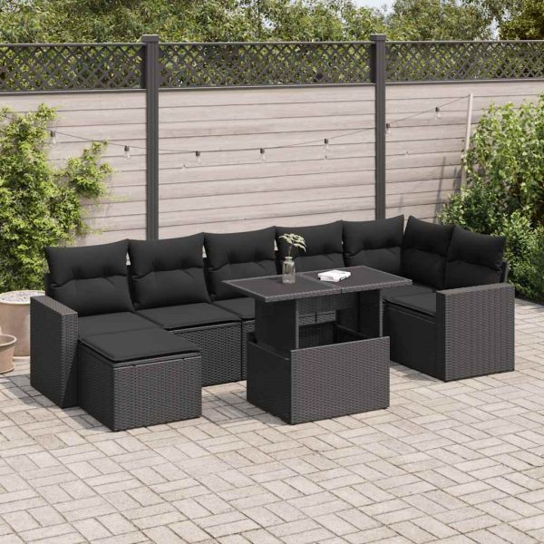 8-Delige Loungeset Met Kussens Poly Rattan