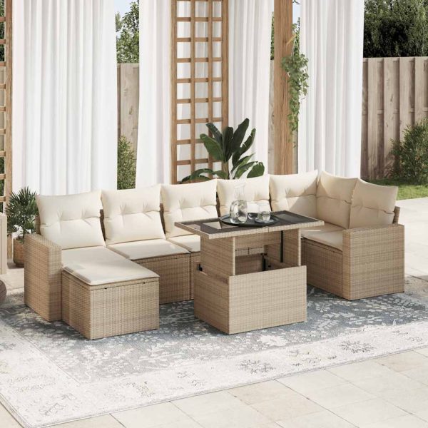 8-Delige Loungeset Met Kussens Poly Rattan - Afbeelding 18