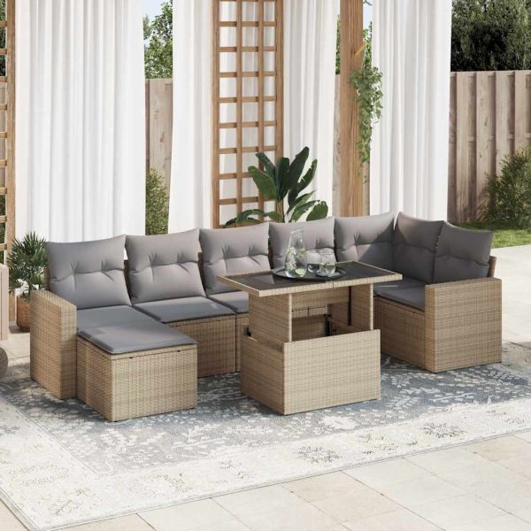 8-Delige Loungeset Met Kussens Poly Rattan - Afbeelding 13