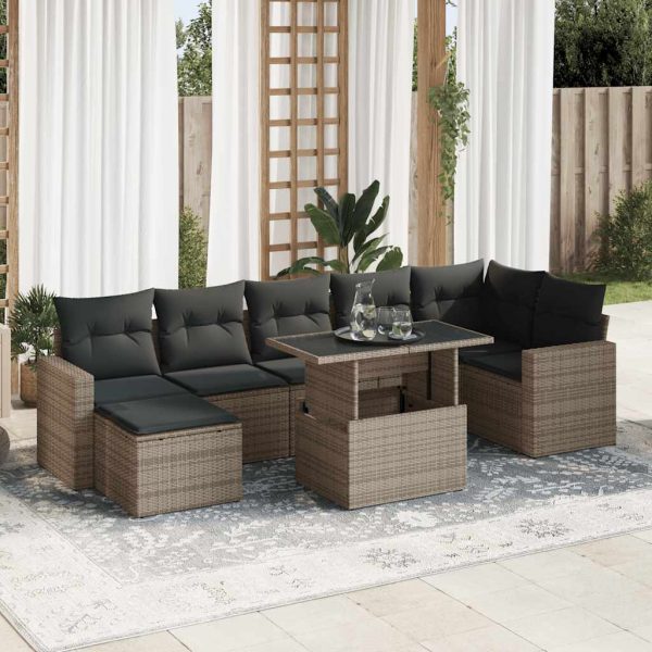 8-Delige Loungeset Met Kussens Poly Rattan - Afbeelding 15