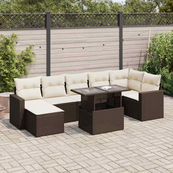 8-Delige Loungeset Met Kussens Poly Rattan - Afbeelding 14