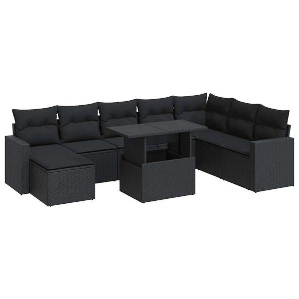 9-Delige Loungeset Met Kussens Poly Rattan - Afbeelding 2