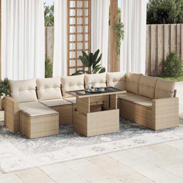 9-Delige Loungeset Met Kussens Poly Rattan - Afbeelding 13